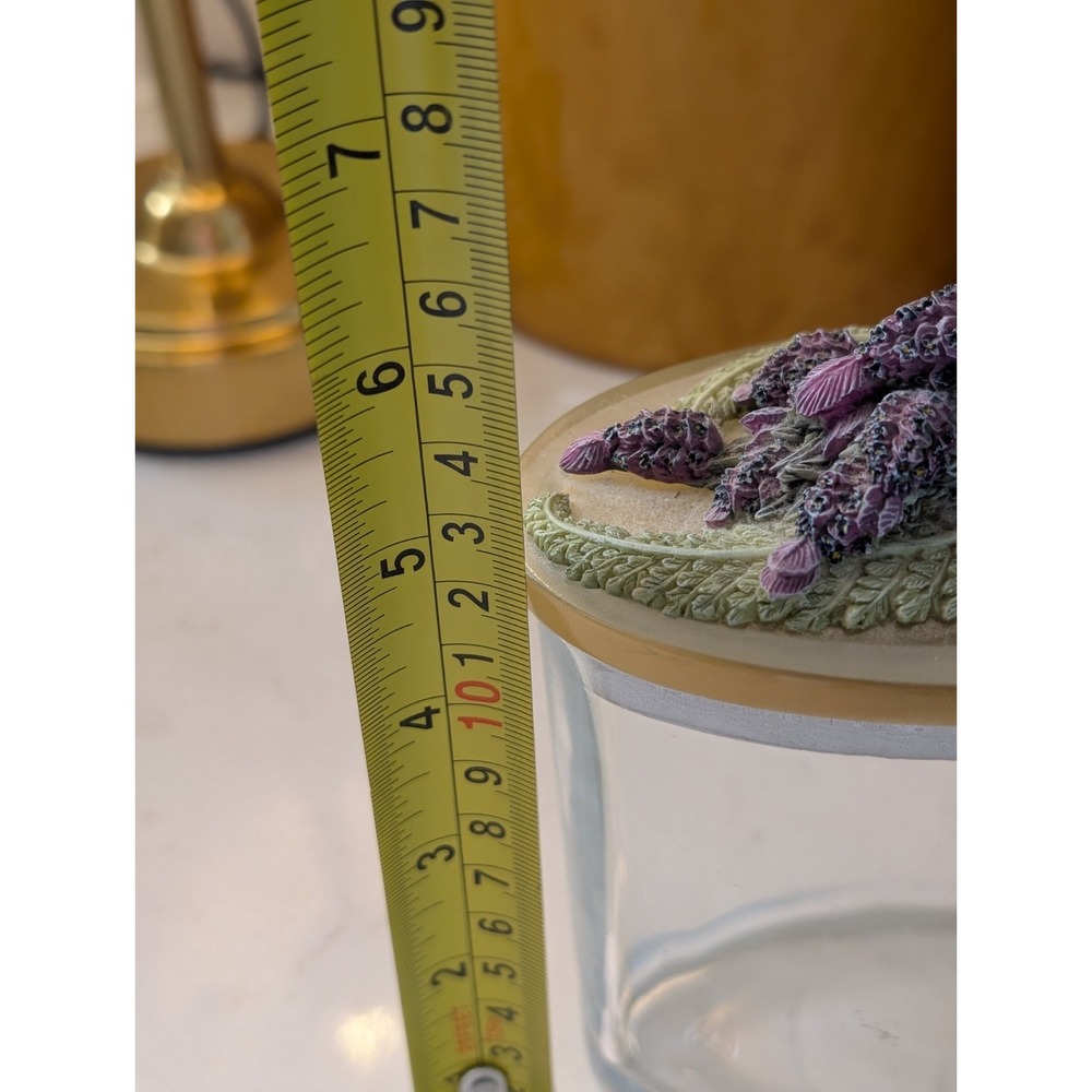 Clear Glass Trinket Jar with 3D Embossed Lavender Floral Lid - Picture 5 of 5